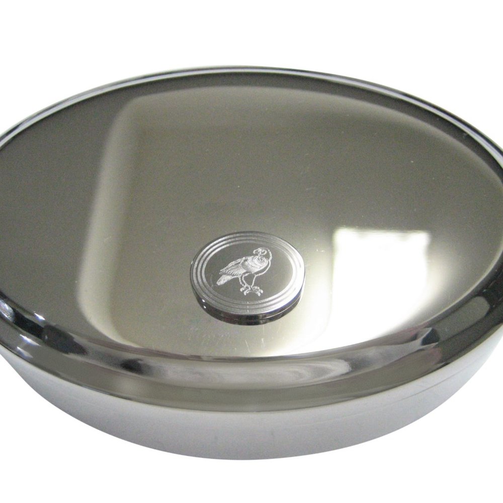 Etched Oval Eagle Bird Oval Trinket Jewelry Box